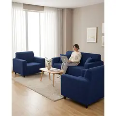 GENERICO - Juego de Fundas para Sillones 3+1+1 Diseño Hojas Elásticas y Lavables