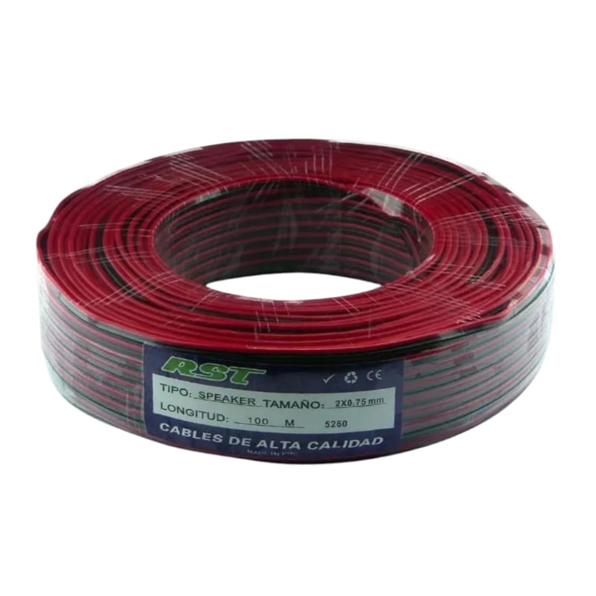 GENERICO - ROLLO CABLE PARLANTE 2 X 0.75 MM RST 5260 ROJO-NEGRO GRUESO 100 MTS