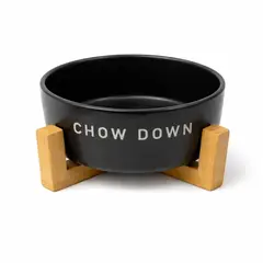 PETPRO - Plato Bowl Ceramico Elevado Perros Diseño y Base Bamboo 19cm