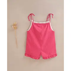 DADATI - Enterito corto de niña fucsia con tirantes lazo