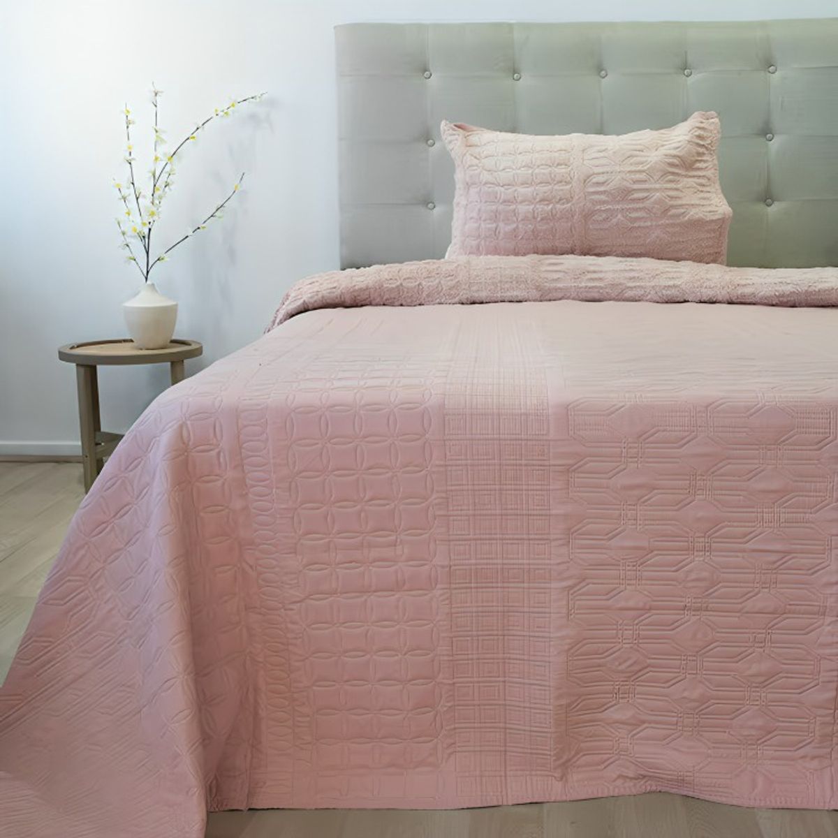 DORAL - Quilt Hotpress Viena Con Sherpa 1.5 Plazas  Rosa Viejo  Doral