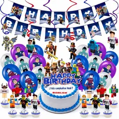 GENERICO - Kit Cumpleaños Roblox Globos Banner Decoracion Fiesta
