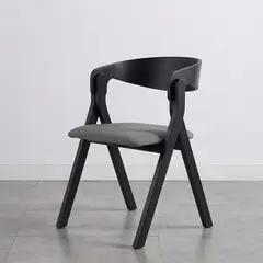 VENHOOUSE - Silla Comedor Madera Tapiz Chenilla Margot Negra