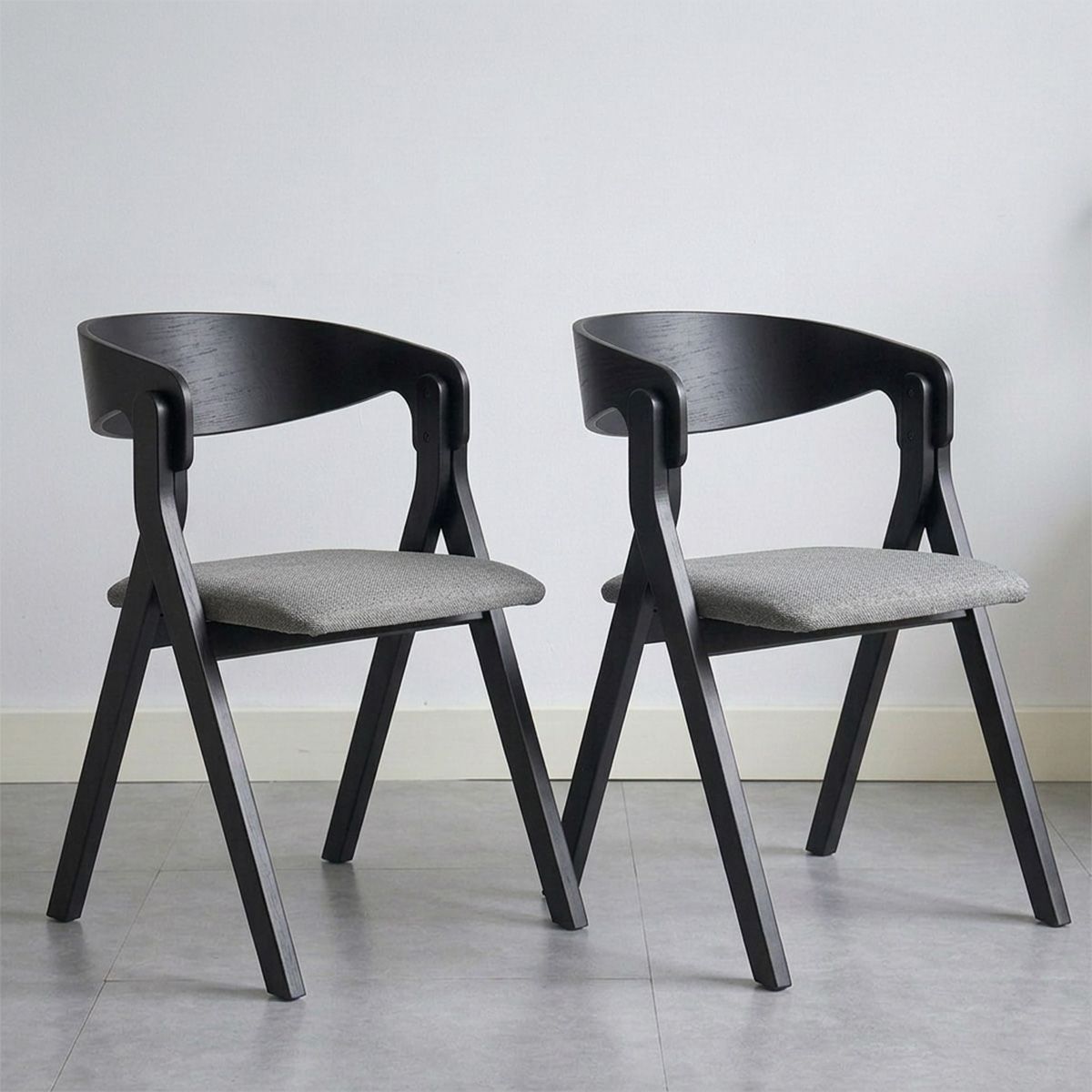 VENHOOUSE - Pack 2 Sillas Comedor Madera Tapiz Chenilla Margot Venhoouse Negra