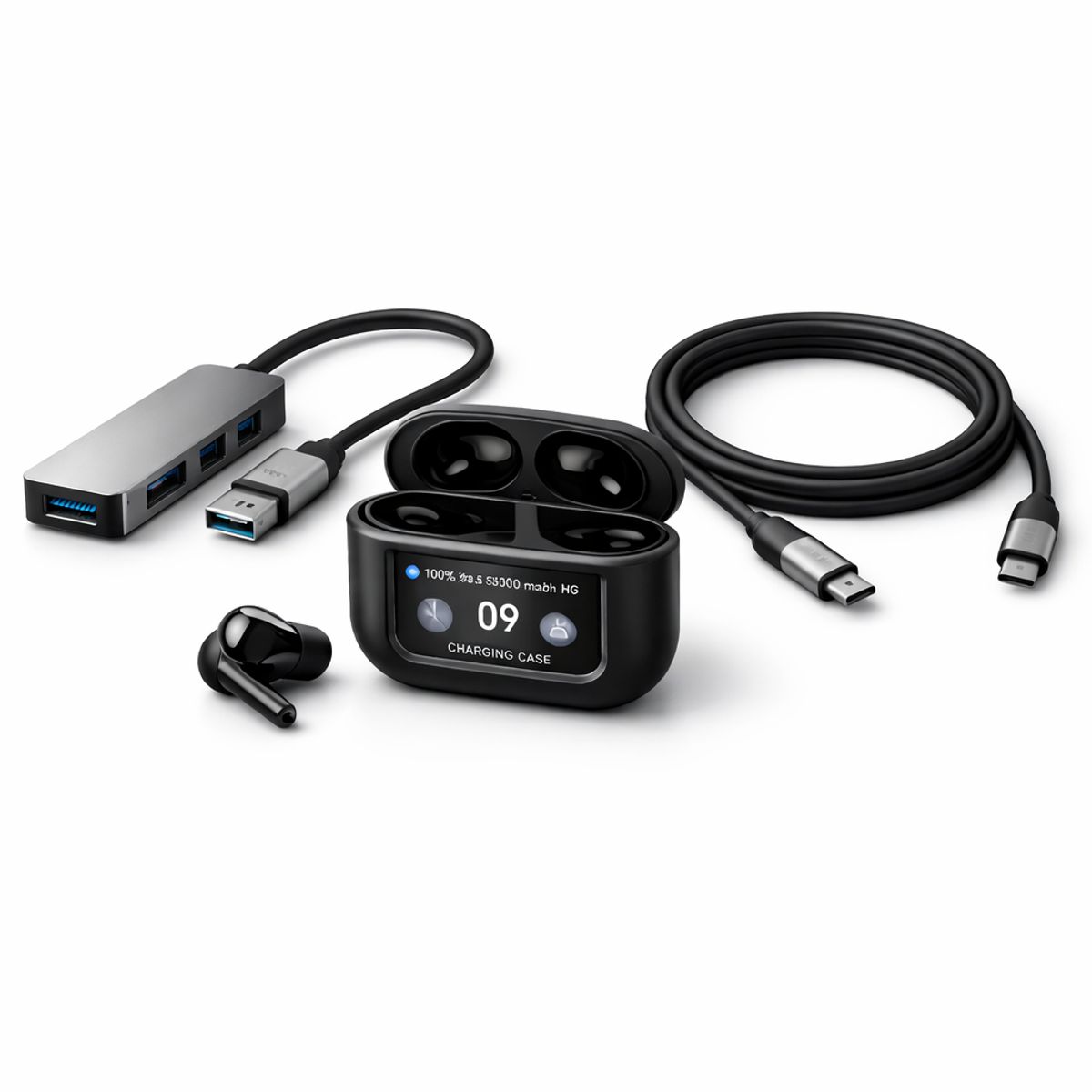 GENERICO - Adaptador Hub USB-C 4K HDMI Bundle 3 en 1 + Cable 240W y Audio A9+