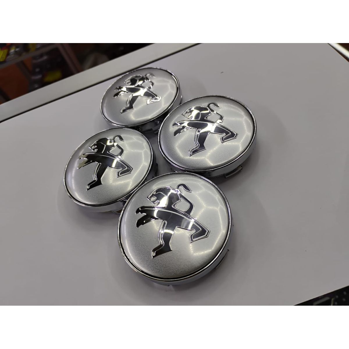 GENERICO - X4 Tapas centro de llantas de auto tunning 56MM PEUGEOT PLATA