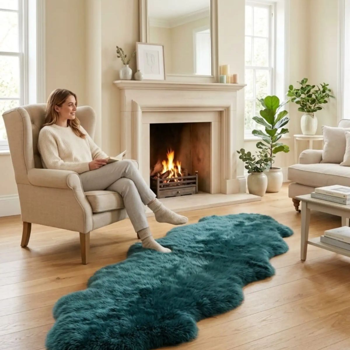 GENERICO - Alfombra Bajada De Cama Piel De Oveja ultra suave 60x180