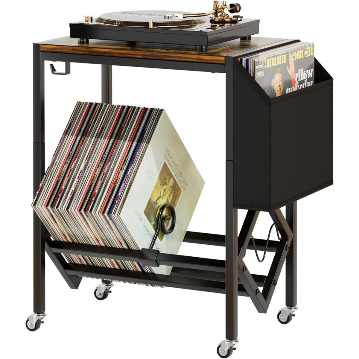 GENERICO - Mesa de Soporte Tocadiscos y Almacenamiento de Vinilos