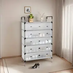 GENERICO - Zapatero Organizador De Zapatos Multifuncional 5 Niveles Color Gris Claro