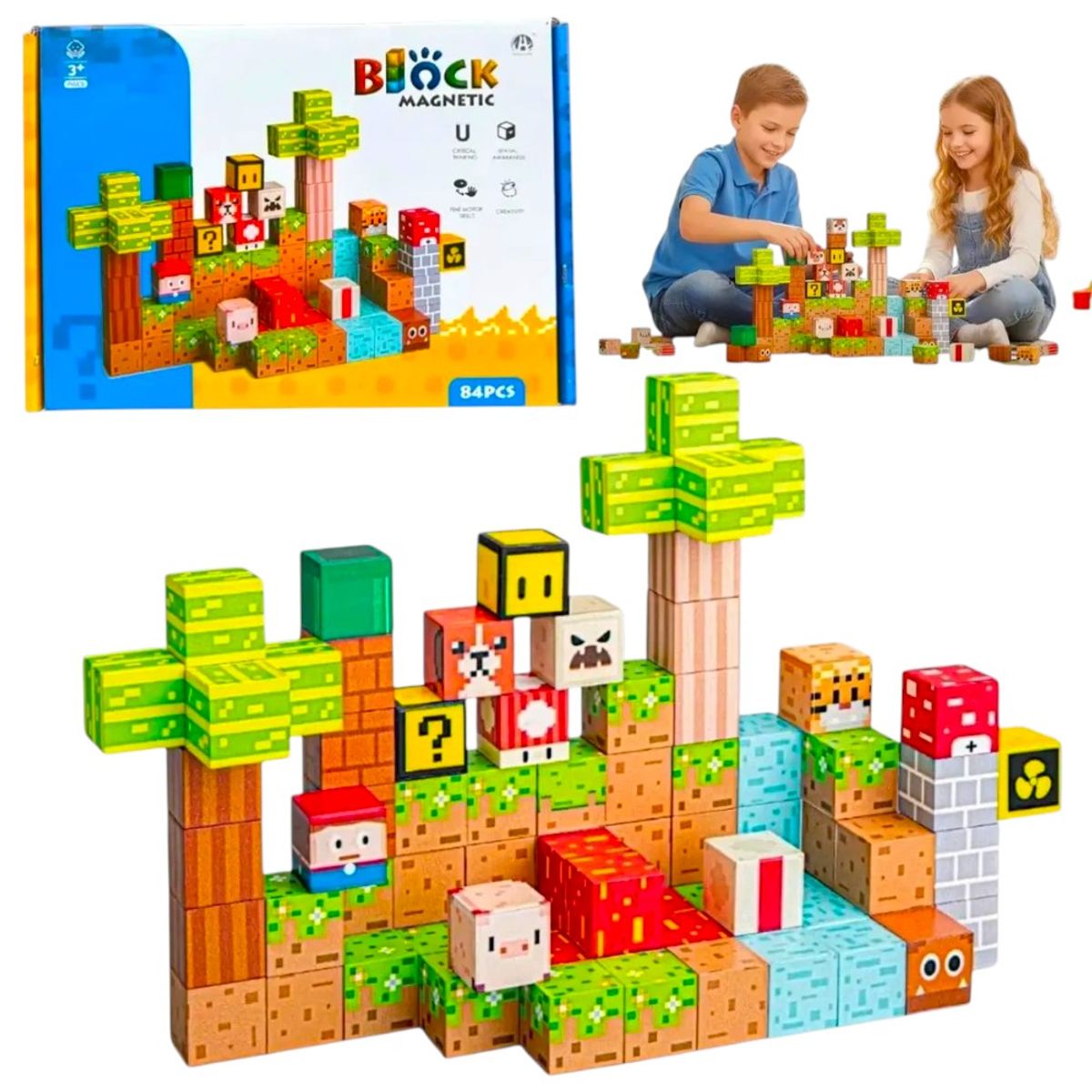 GENERICO - Bloques Magnéticos De Construcción Estilo MINECRAFT 84 Piezas