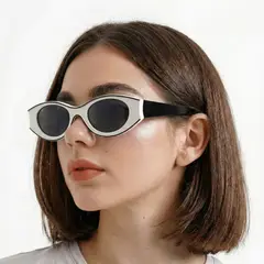 NOVY - Gafas Lentes De Sol Retro Vintage Blanco y Negro UV400 Mujer