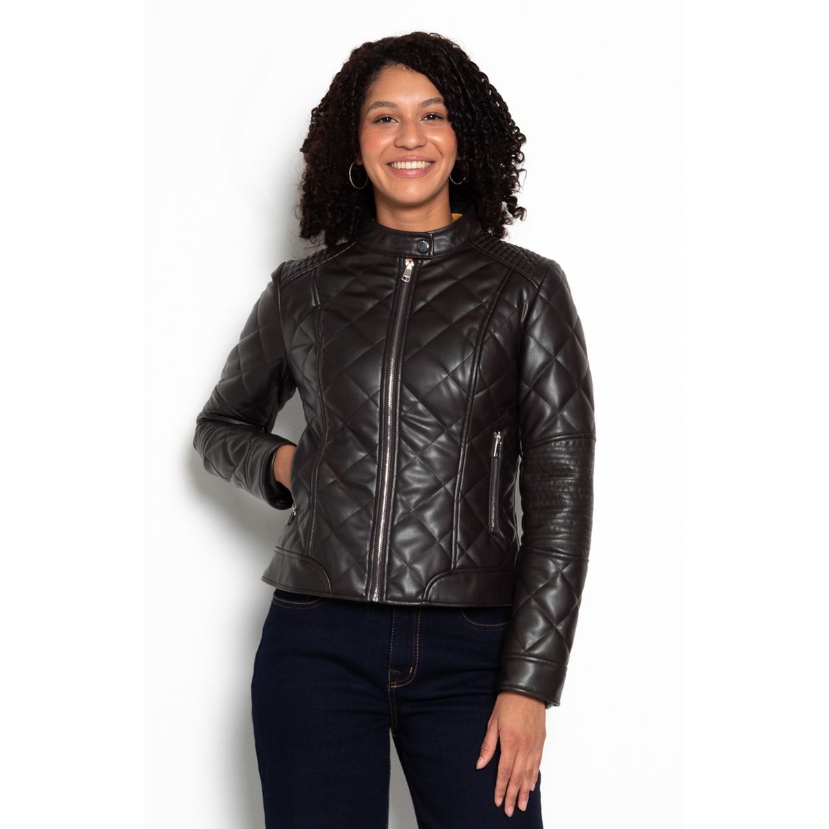 WADOS - CHAQUETA MANGA LARGA ECOCUERO DIAMOND CON BOLSILLOS
