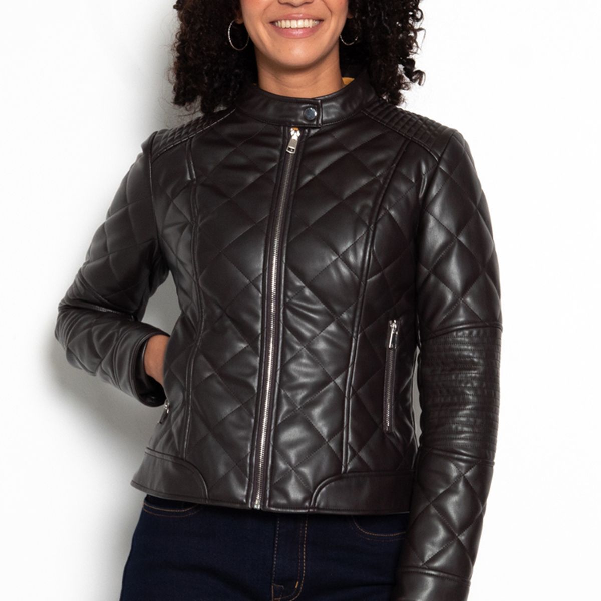 WADOS - CHAQUETA MANGA LARGA ECOCUERO DIAMOND CON BOLSILLOS