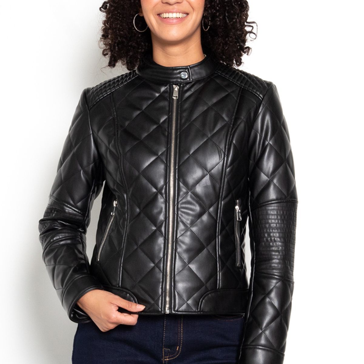 WADOS - CHAQUETA MANGA LARGA ECOCUERO DIAMOND CON BOLSILLOS