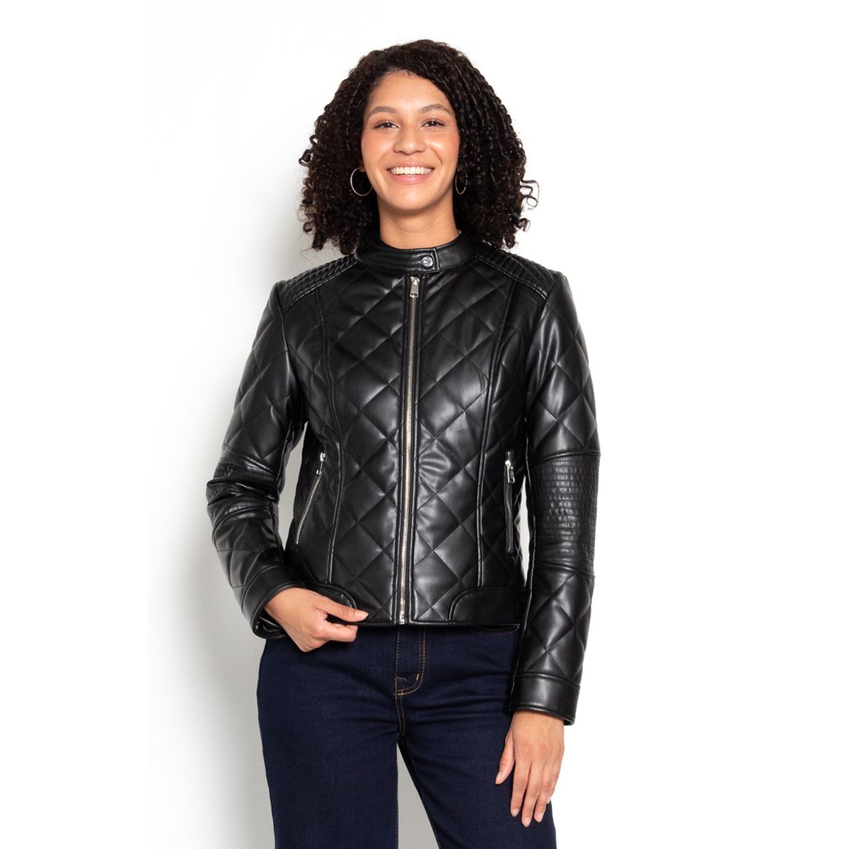 WADOS - CHAQUETA MANGA LARGA ECOCUERO DIAMOND CON BOLSILLOS