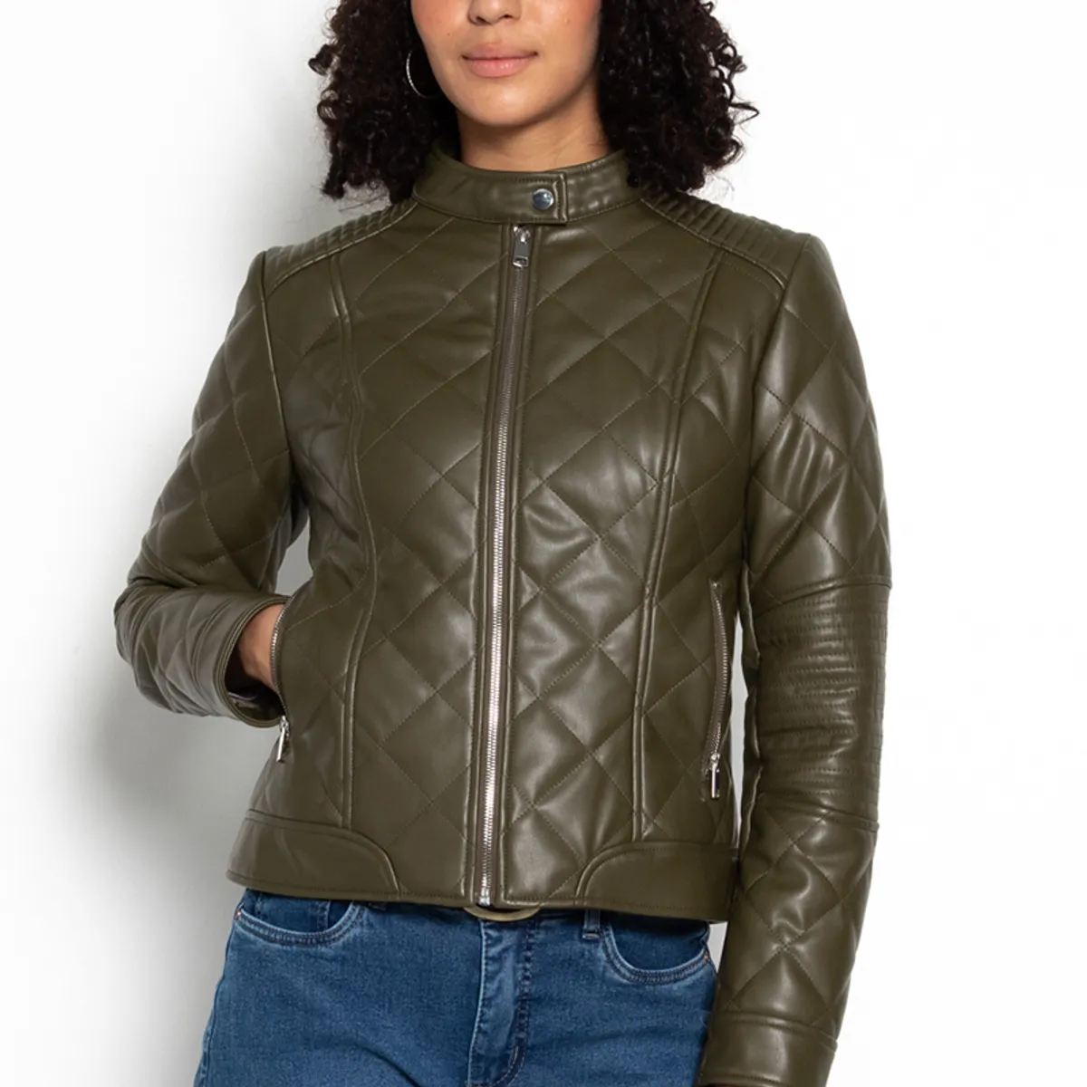 WADOS - CHAQUETA MANGA LARGA ECOCUERO DIAMOND CON BOLSILLOS