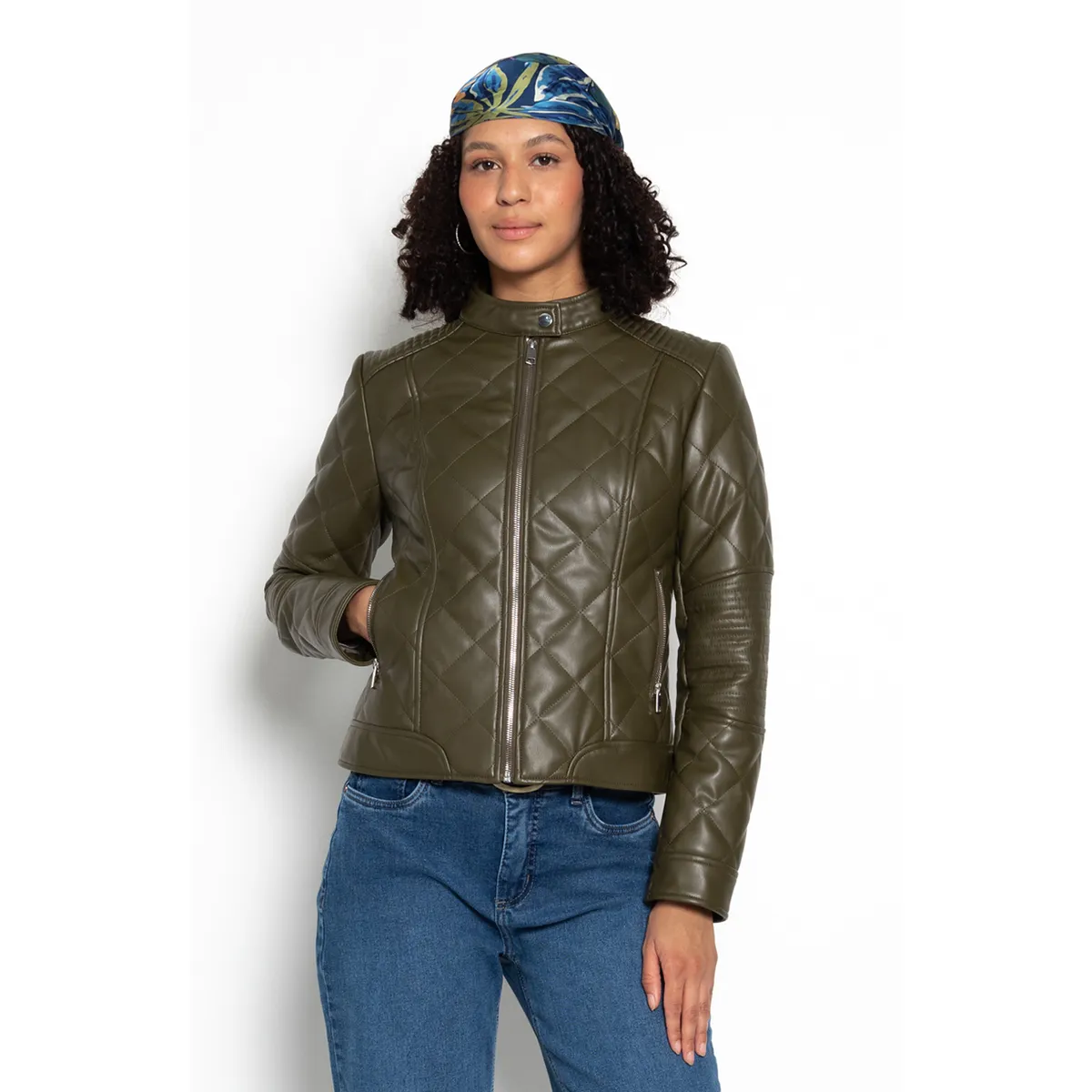WADOS - CHAQUETA MANGA LARGA ECOCUERO DIAMOND CON BOLSILLOS
