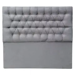 VINTAGE MOBEL - Respaldo Capitone Full Size Felpa Gris Claro