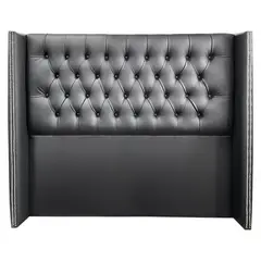 VINTAGE MOBEL - Respaldo Capitone Flugel Full Size Ecocuero Negro