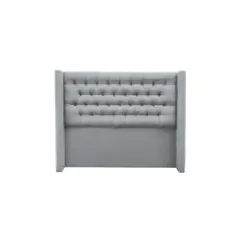 VINTAGE MOBEL - Respaldo Capitone Flugel King Lino Gris Claro