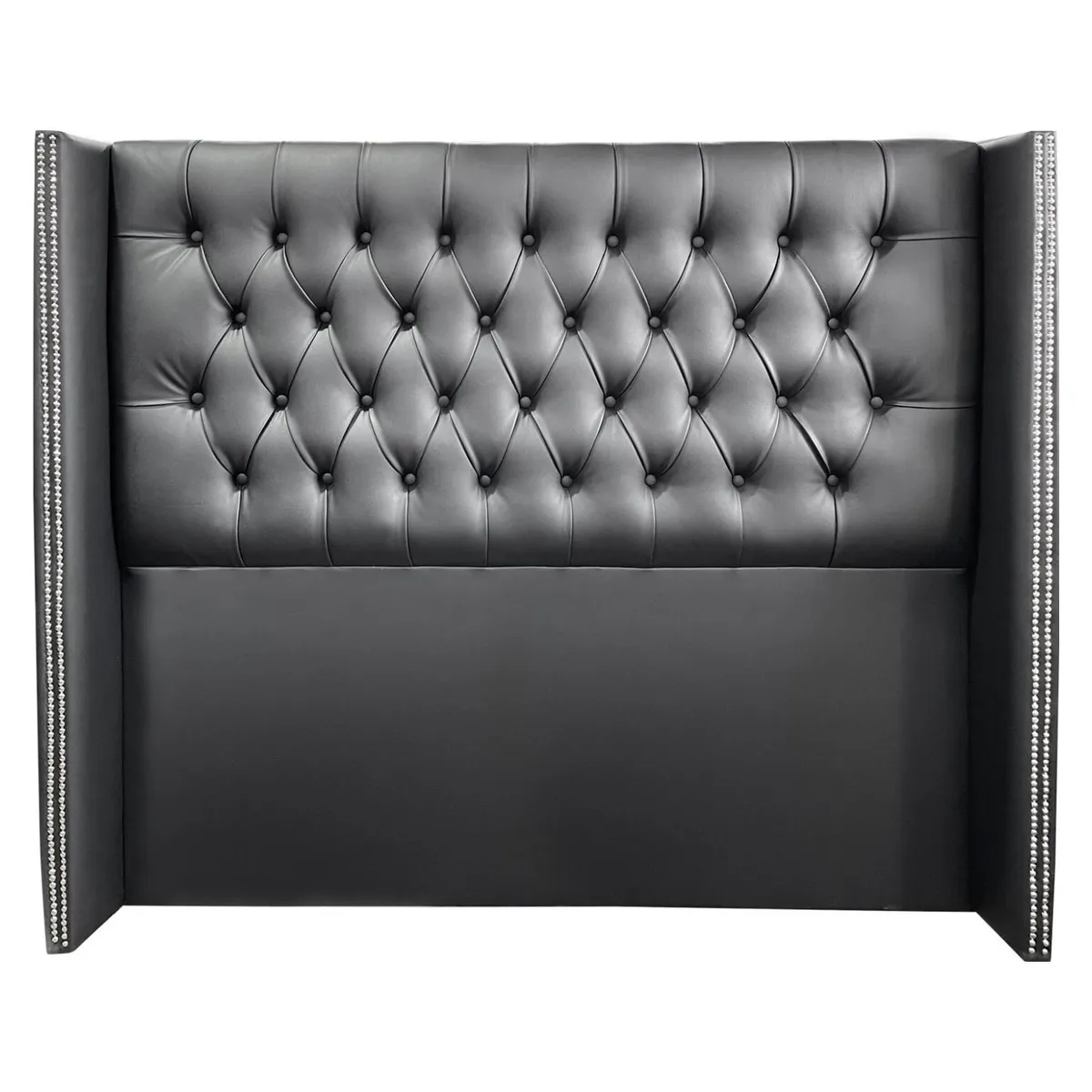 VINTAGE MOBEL - Respaldo Capitone Flugel Super King Ecocuero Negro