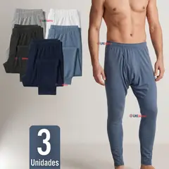 UTILISIMO - Pack 3 Calzoncillos Largos Polar Calza Hombre Invierno Primera Capa