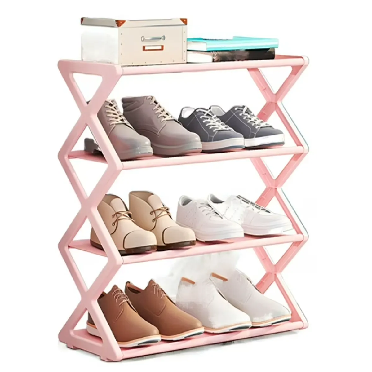 GENERICO - Organizador Zapatero estante para zapatos práctico multifunción 4 niveles Rosa