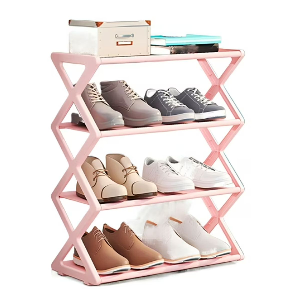 GENERICO - Organizador Zapatero estante para zapatos práctico multifunción 4 niveles Rosa