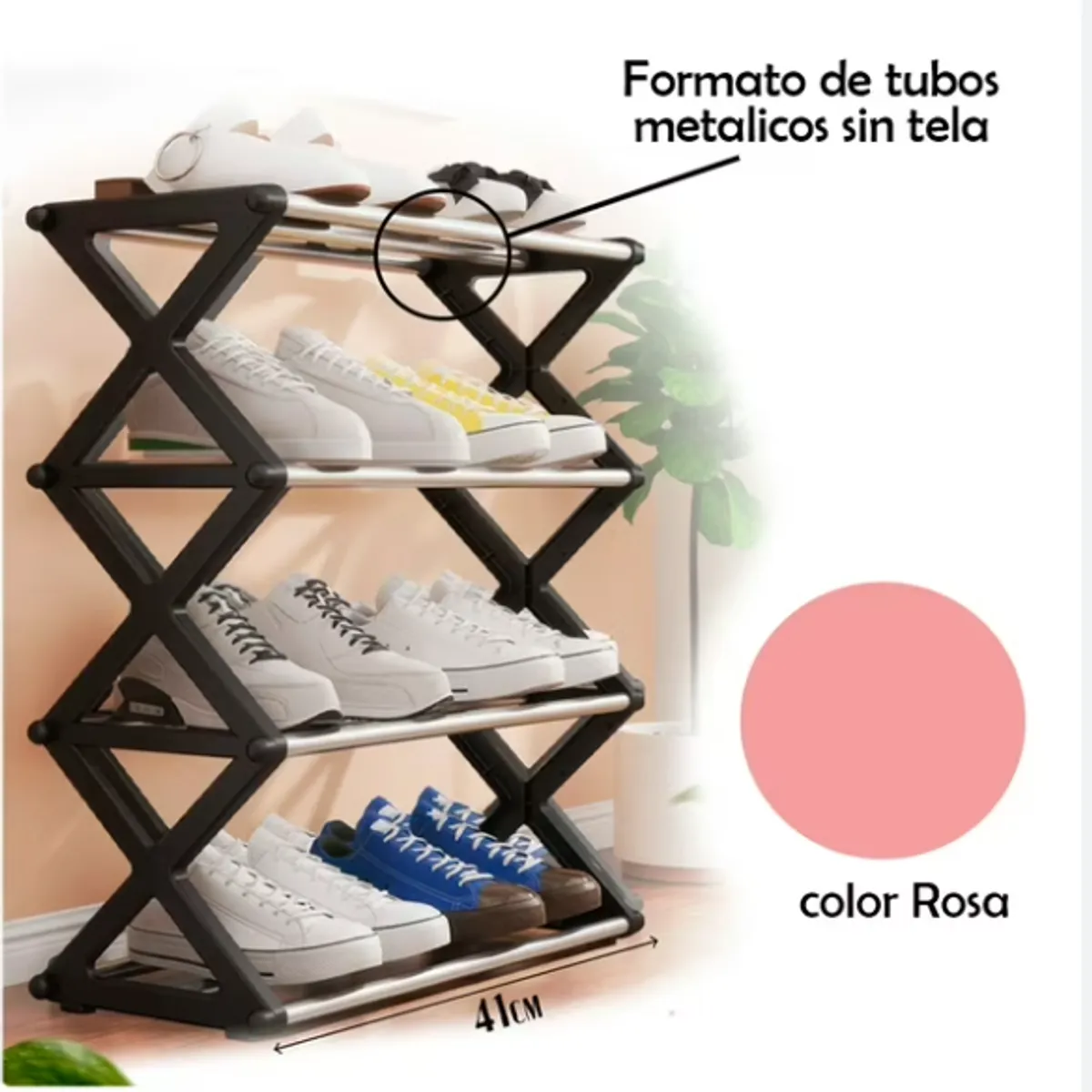 GENERICO - Organizador Zapatero estante para zapatos práctico multifunción 4 niveles Rosa