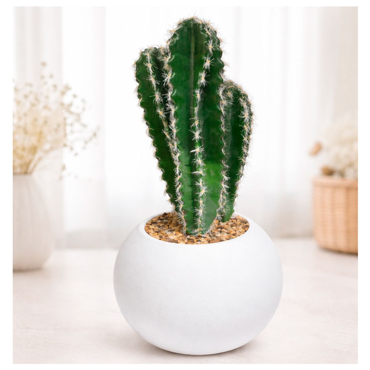 IRM - planta artificial Cactus Grande 40cm en maceta Blanca decorativa
