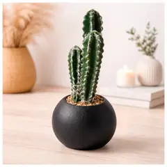 IRM - Planta artificial Cactus Grande 40cm en maceta Negra decorativa