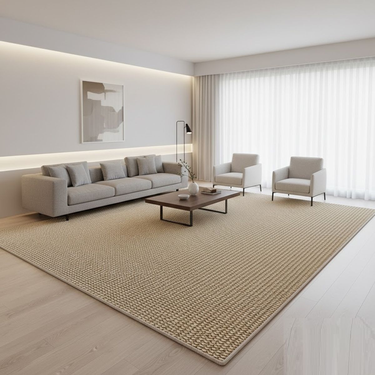 GENERICO - ALFOMBRA TEJIDA MARRON DE YUTE SISAL 150X200 DE ALTA CALIDAD MODERNA ELAGANTE WM