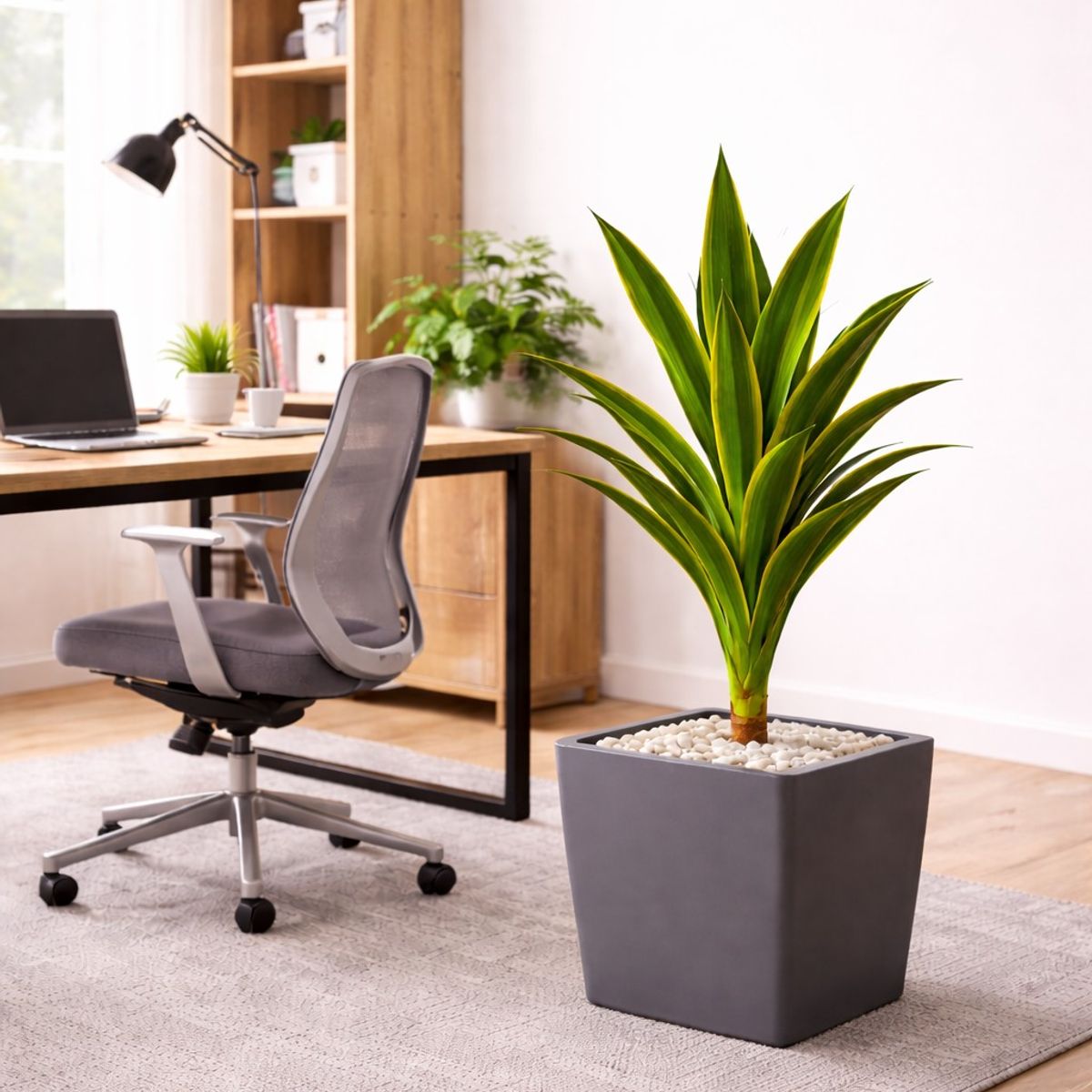 ARBUSTO REAL - Drácaena Planta Artificial 120 cm Decorativa Interior Falsa