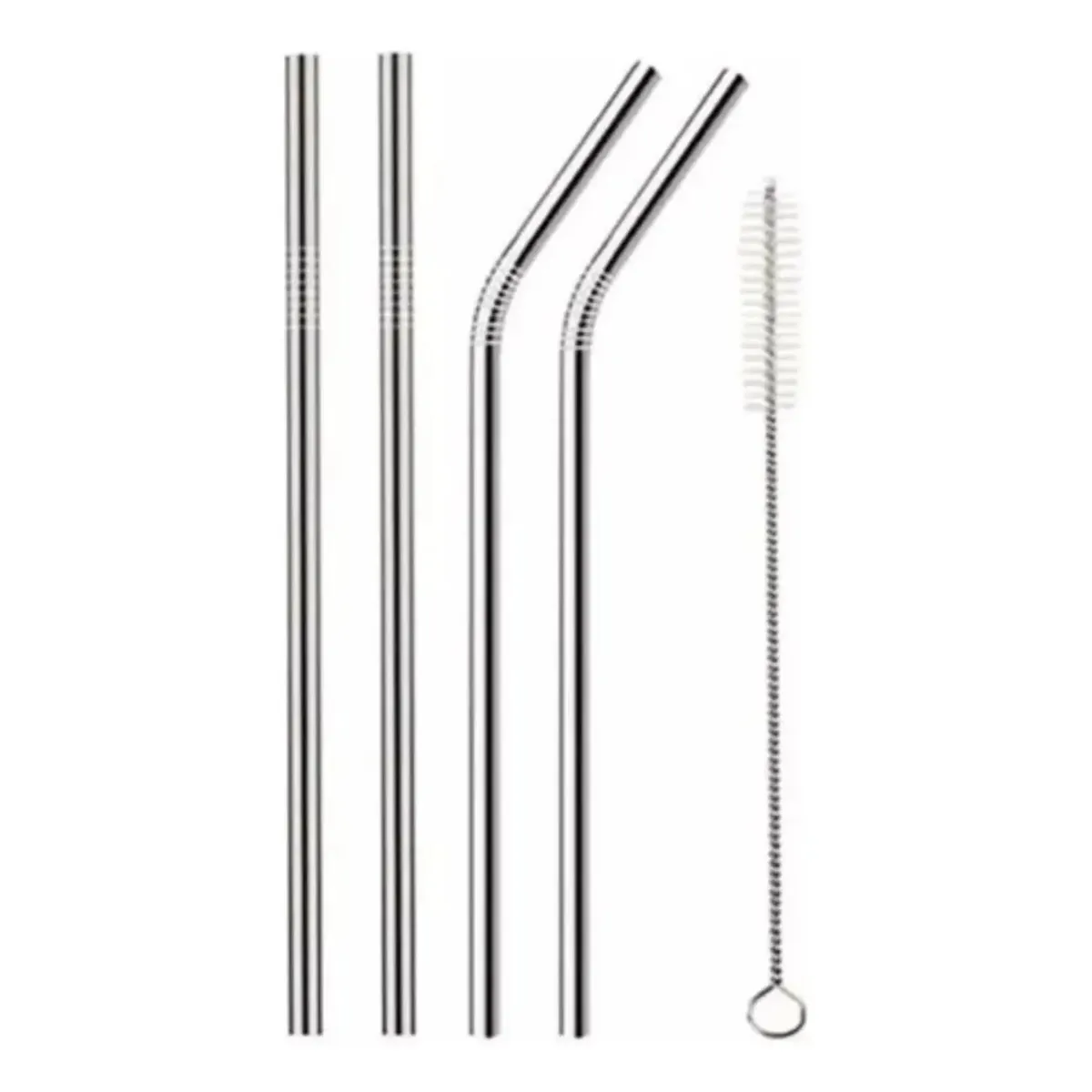GENERICO - Set Bombillas Acero Inoxidable 4 Unidades + 1 Cepillos