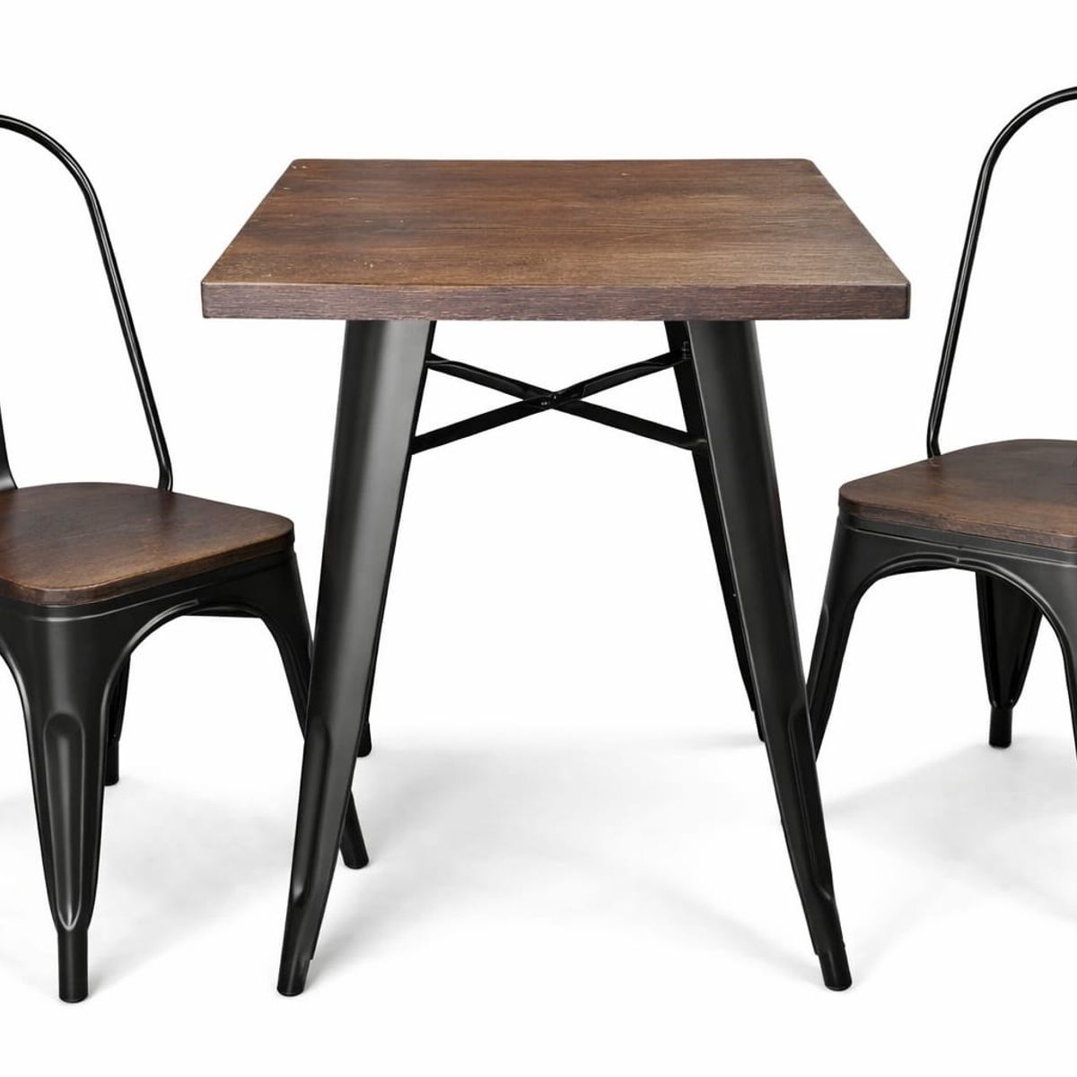 GENERICO - Juego Mesa Industrial + 2 Sillas Estilo Tolix Madera y Metal
