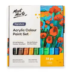 MONT MARTE - Set 18 Pinturas Acrílicas Signature 36ml Semimate en Estuche