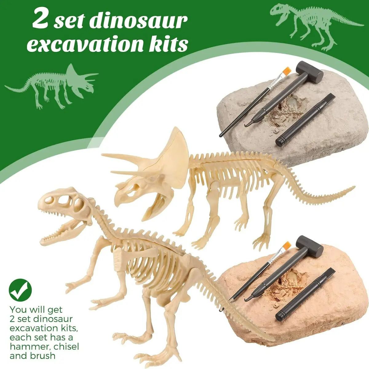 GENERICO - Kit Excavación Fósil Dinosaurio Descubrimiento Arqueologico