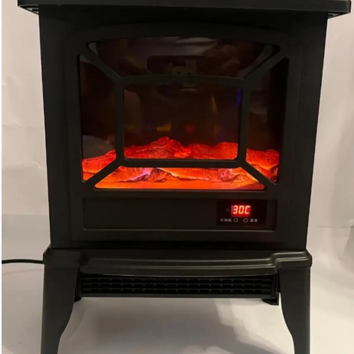 ALCAZAR - Chimenea Eléctrica Vintage Control Remoto Efecto Llama Real