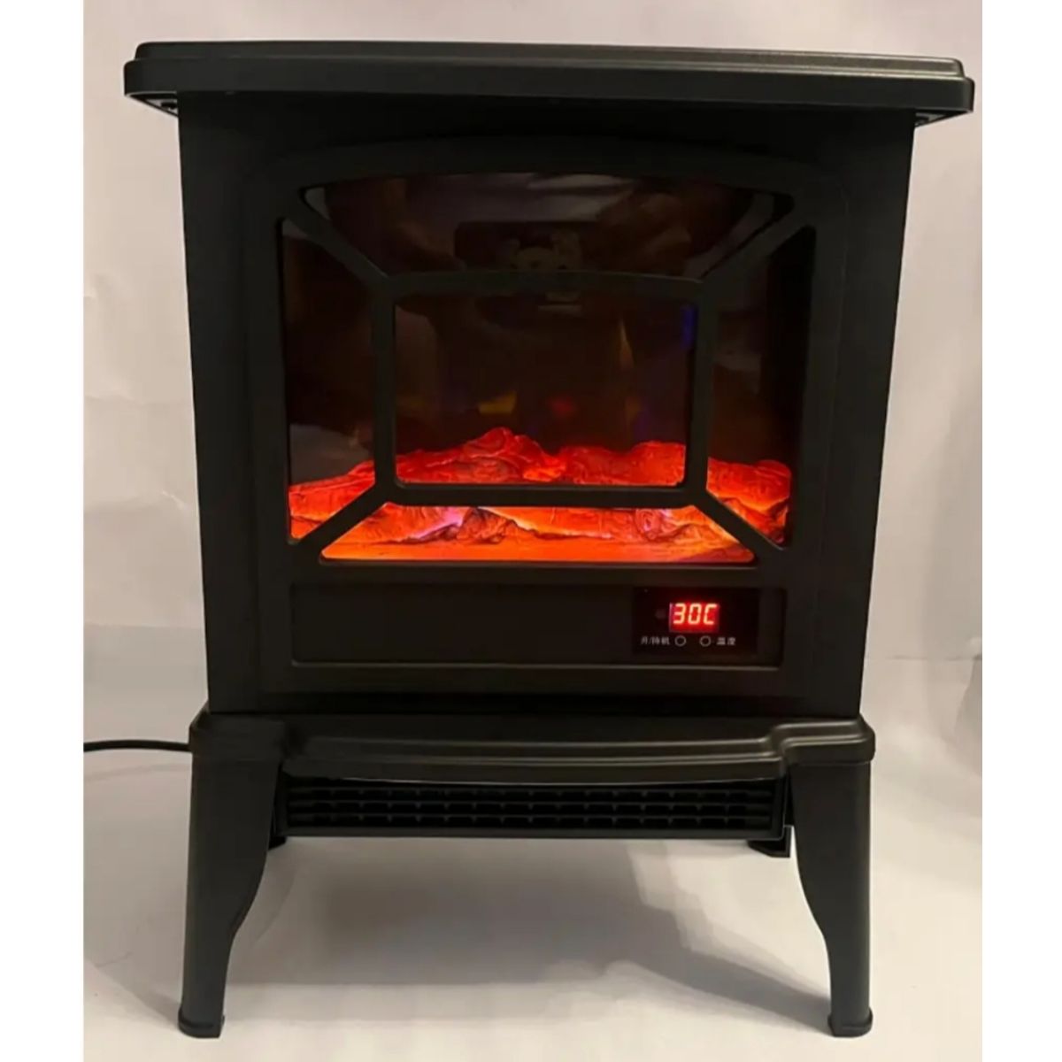 ALCAZAR - Chimenea Eléctrica Vintage Control Remoto Efecto Llama Real