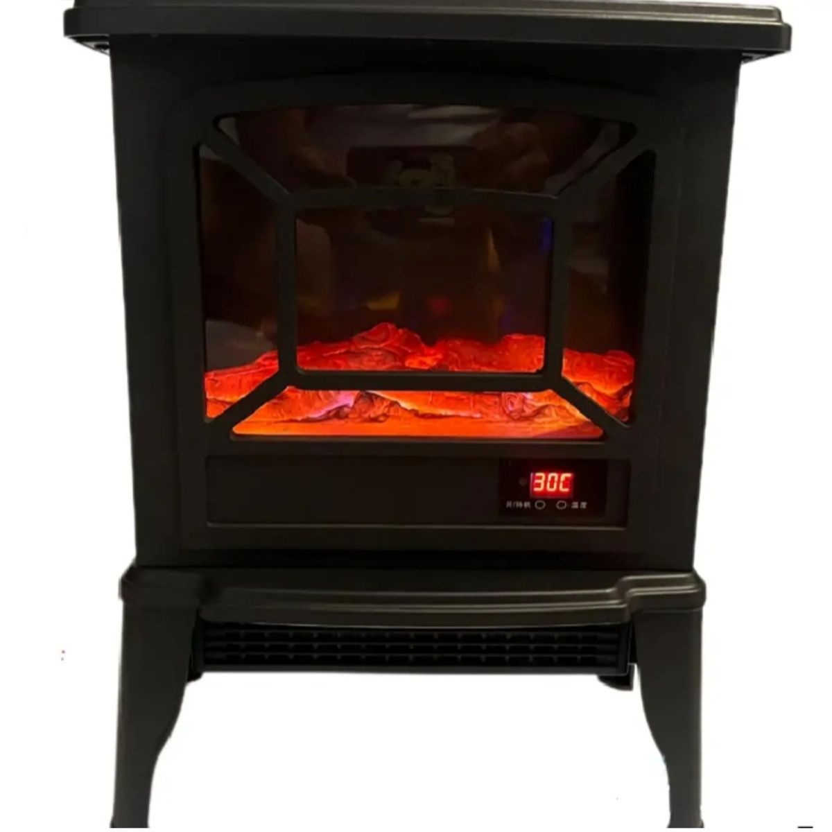 ALCAZAR - Chimenea Eléctrica Vintage Control Remoto Efecto Llama Real