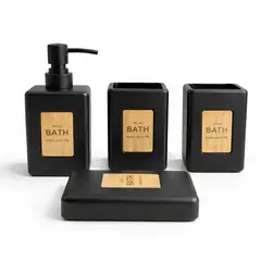 COLETTE - Set de Accesorios de Baño 4 Piezas Cerámica Burbujas Black