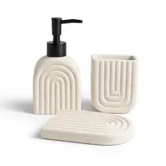 COLETTE - Set de Accesorios de Baño 3 Piezas Cerámica Zen