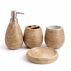 COLETTE - Set de Accesorios de Baño 4 Piezas Cerámica Terra