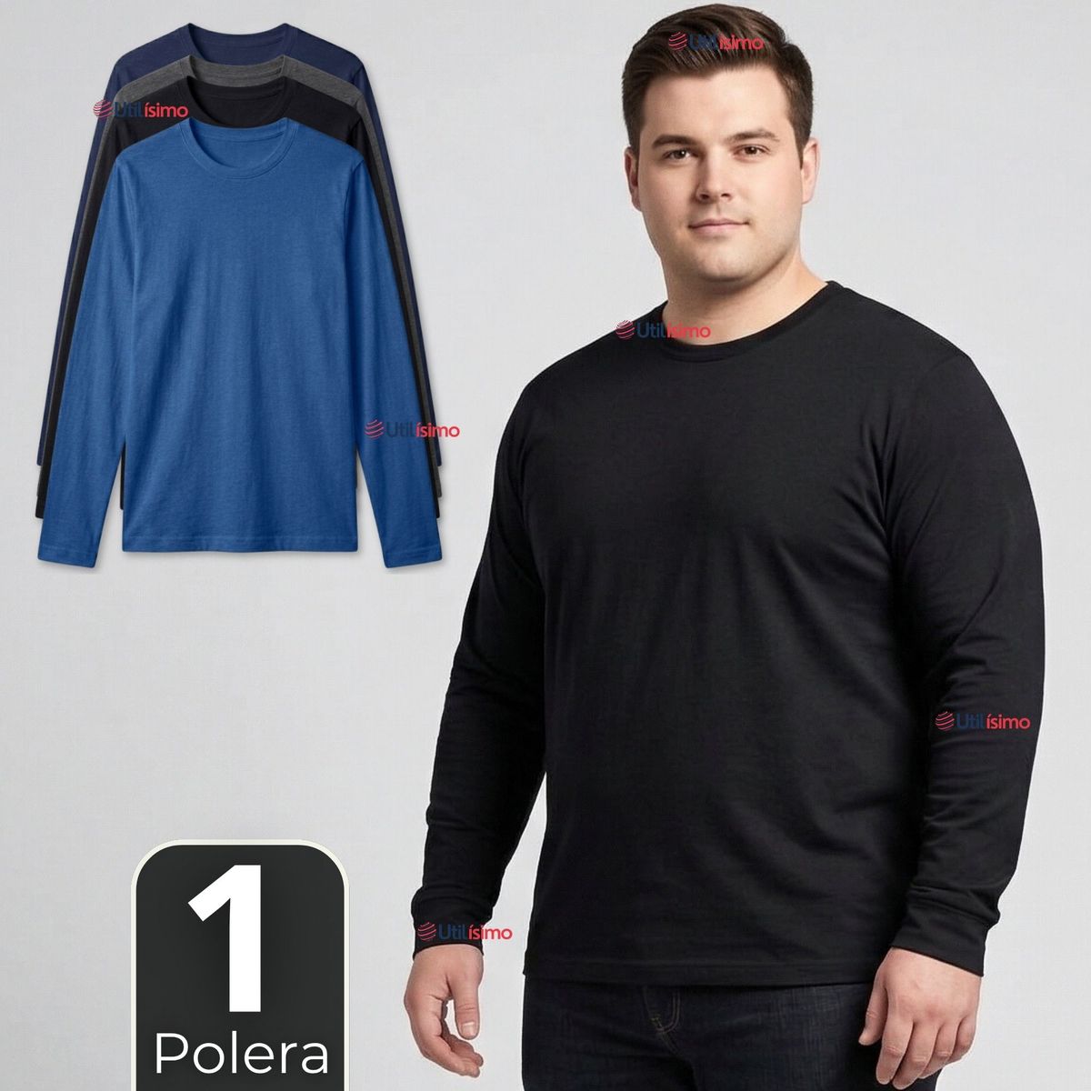 UTILISIMO - Camiseta Polera Polar Primera Capa Manga Larga Colores Surtidos Hombre