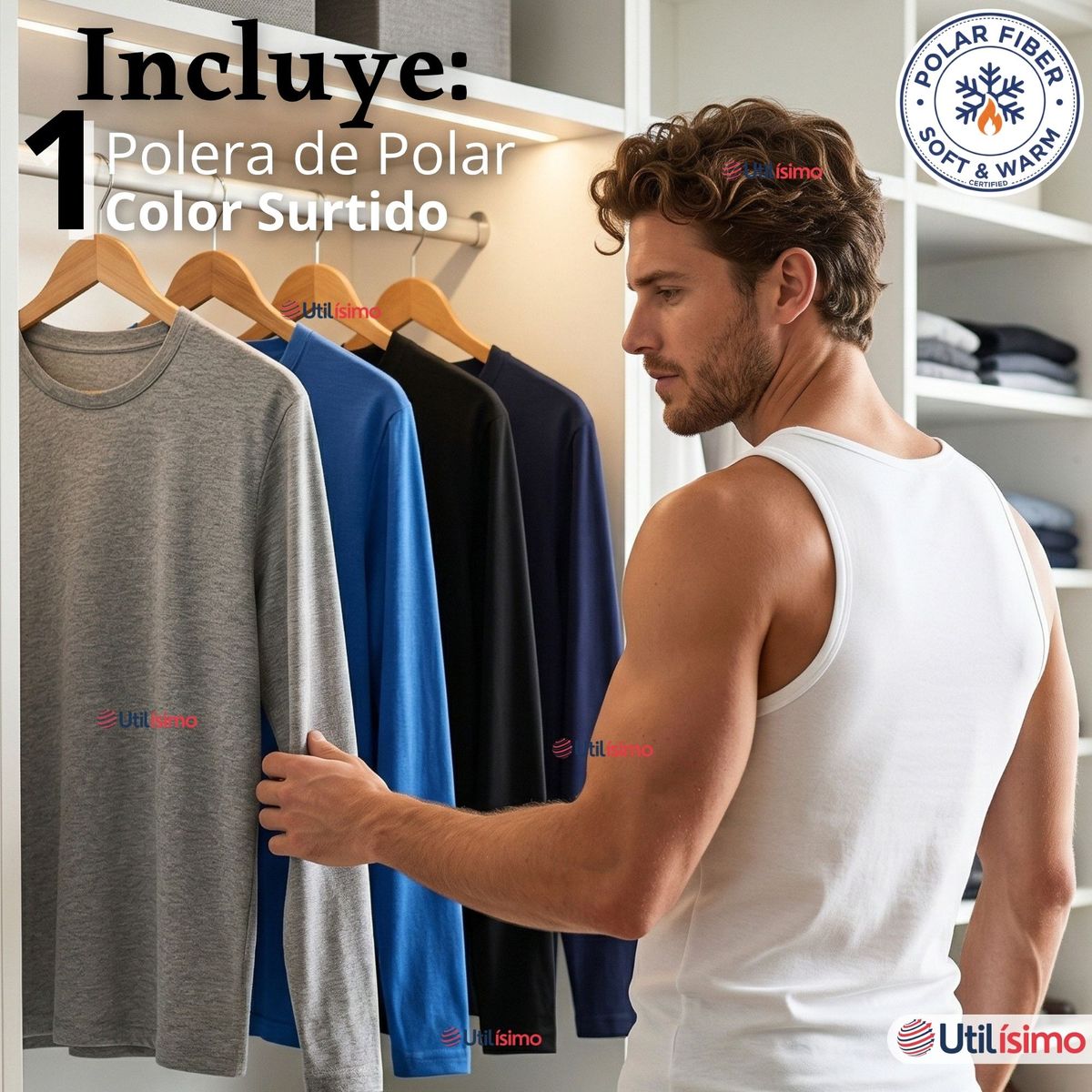 UTILISIMO - Camiseta Polera Polar Primera Capa Manga Larga Colores Surtidos Hombre