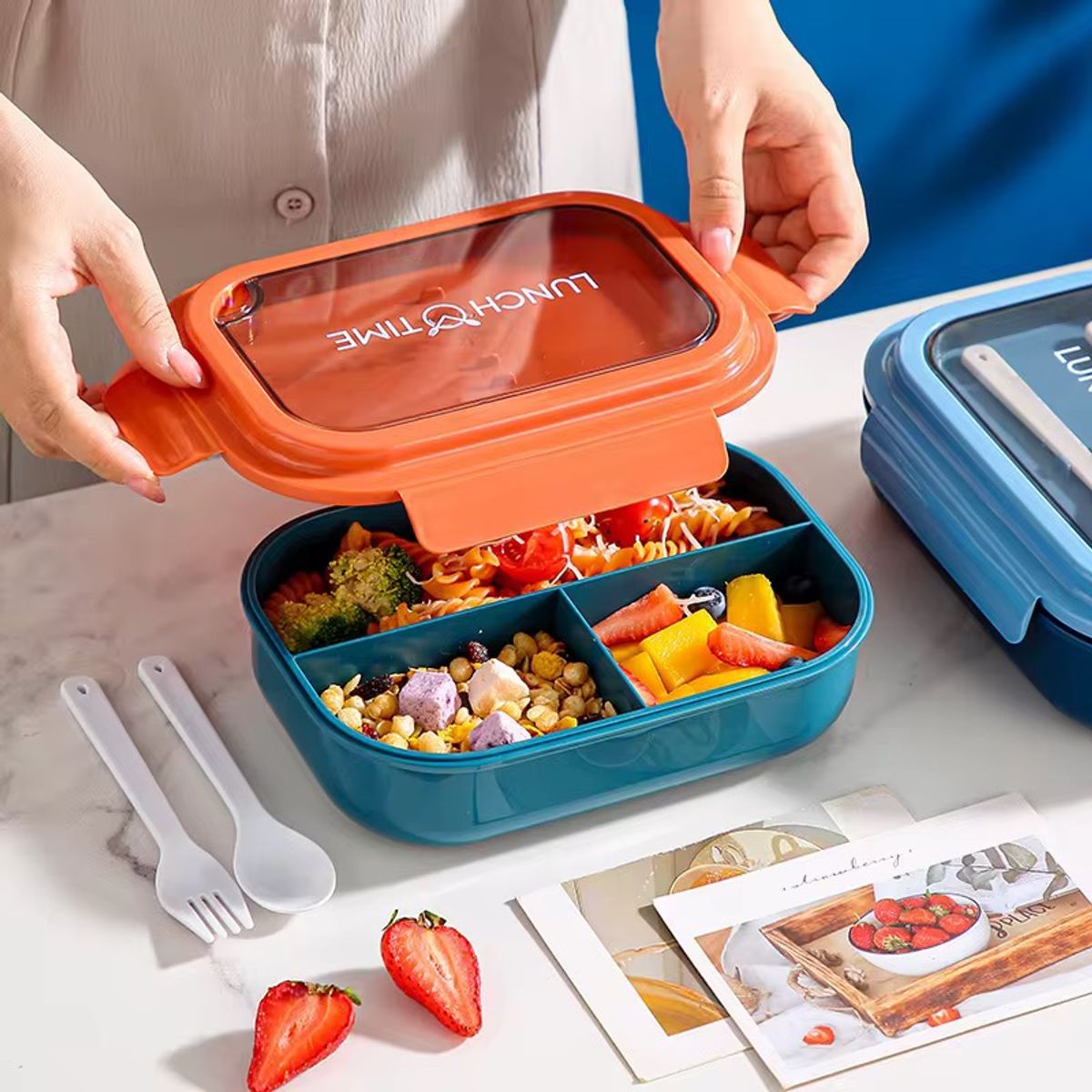 GENERICO - Taper Comida Hermético Lonchera Contenedor Lunchbox Bandeja 1100mL