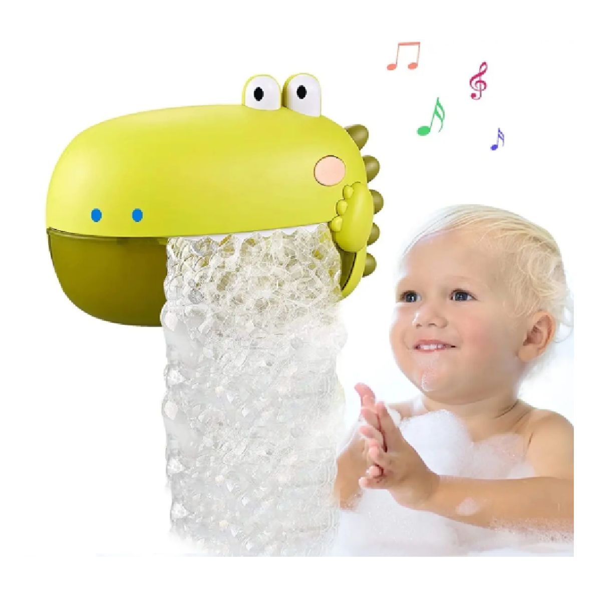 GENERICO - Dinosaurio Musical Generador de Espuma para Baño Verde