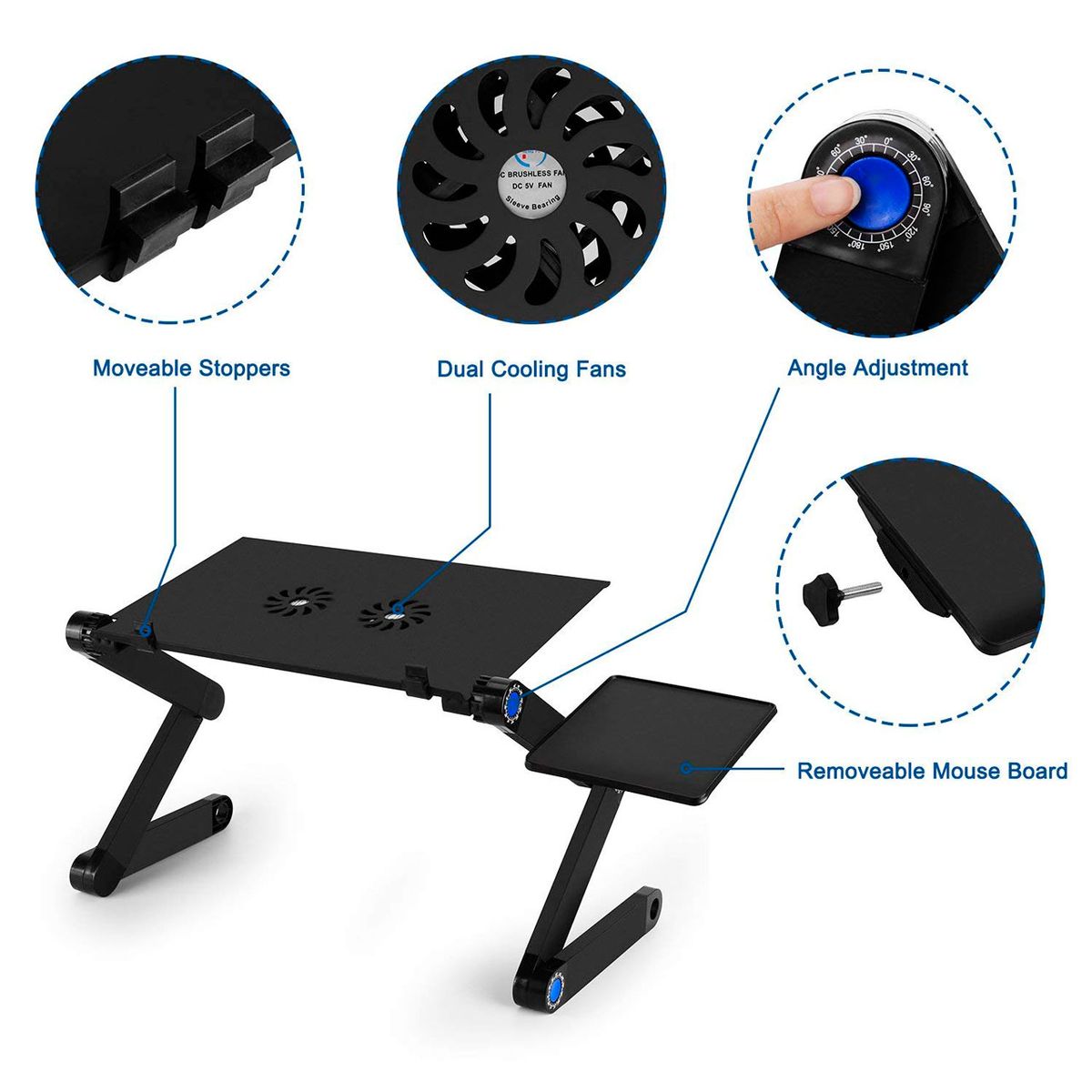 MOVI - MESA PORTÁTIL PARA NOTEBOOK AJUSTABLE Y CON VENTILADOR