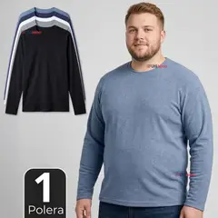 UTILISIMO - Camiseta Polera Bambú Primera Capa Cuello Redondo Manga Larga Colores Surtidos Hombre