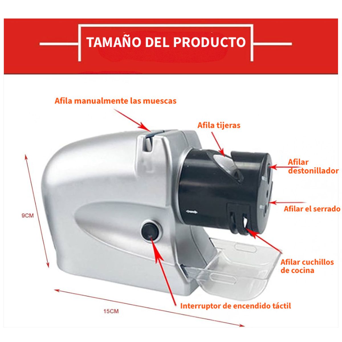 MOVI - Afilador de Cuchillos Eléctrico 5 en 1